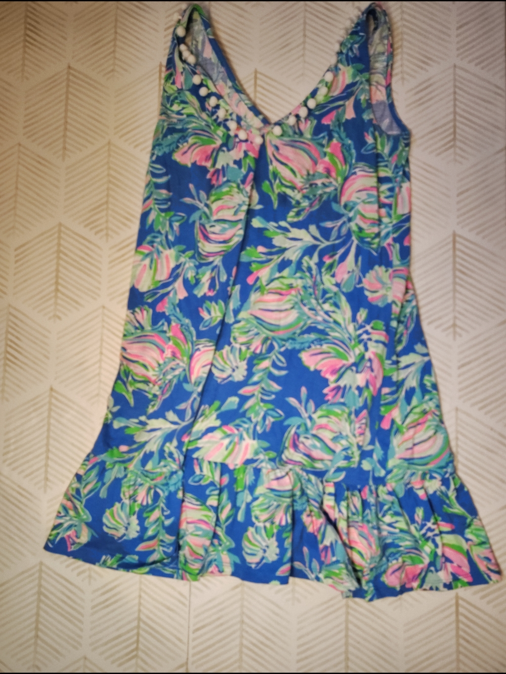 Title:

Lilly Pulitzer Valli Shift Dress XS Windswept‎ Floral Pom Pom Trim Blue
